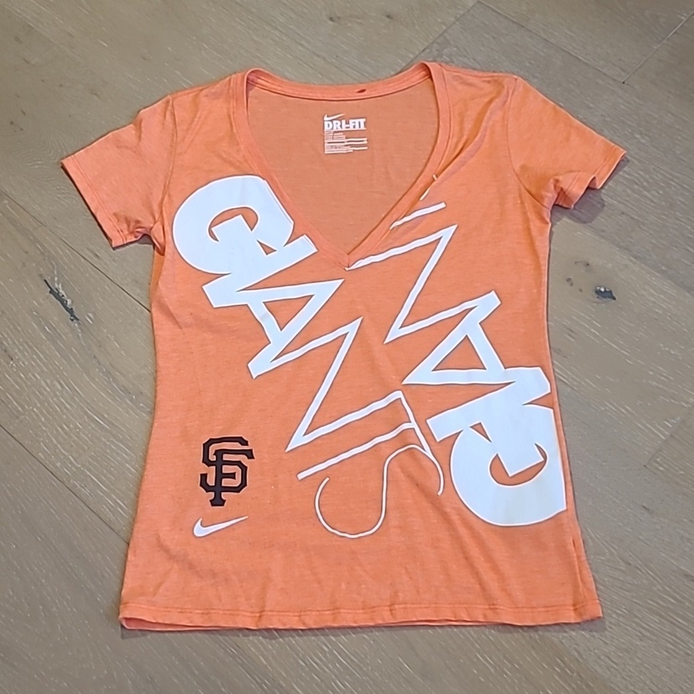EUC Nike Dri Fit V-Neck Women's sz Medium San Francisco Giants MLB Orange Shirt
